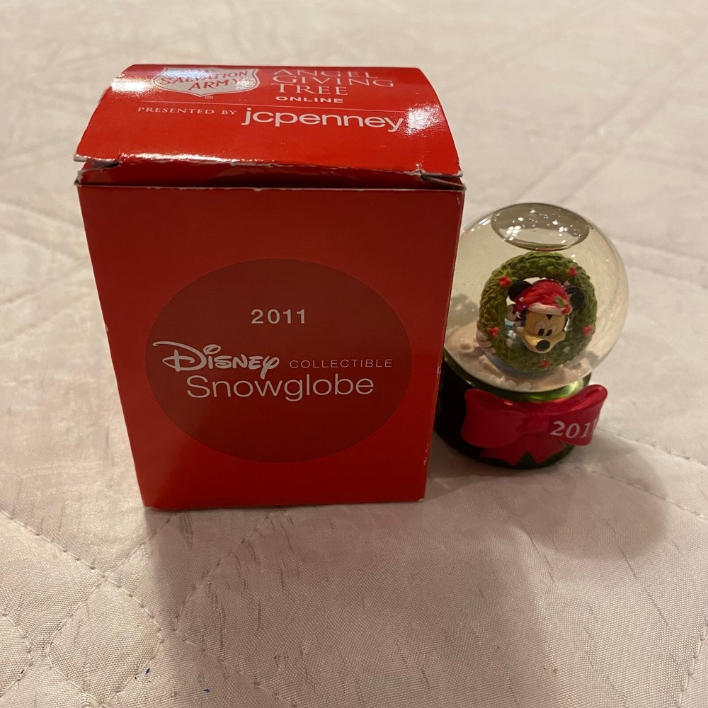 Disney Mickey Mouse Snow Globe The Salvation‎ Army Angel Giving Tree 2011